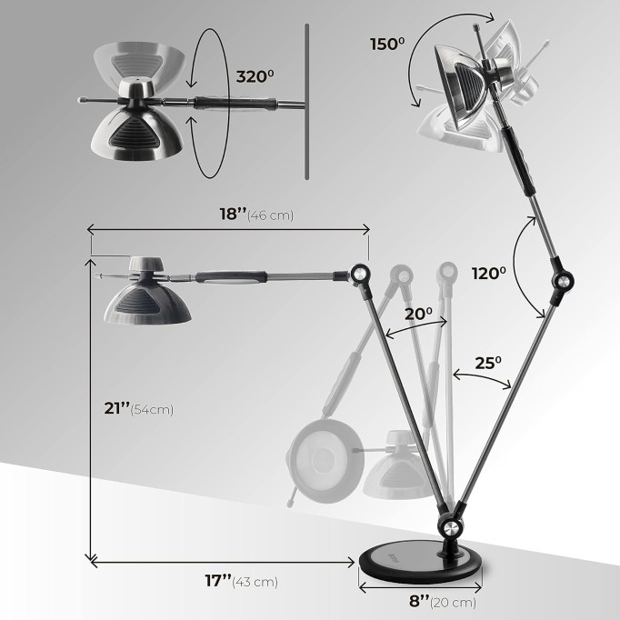 Desk Lamp Gesture Control, LED Architect Desk lamp for Home Office, Adjustable Metal Swing Arm, Tall Task Light for Drafting or Bedside Table Reading, 12 Brightness, 3 Touch Eye-Caring Modes