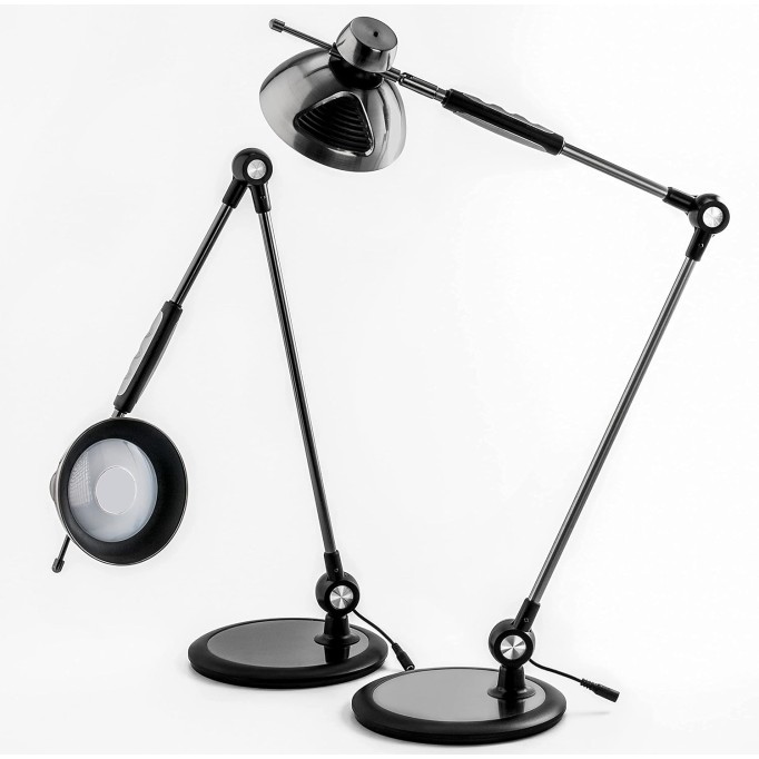 Desk Lamp Gesture Control, LED Architect Desk lamp for Home Office, Adjustable Metal Swing Arm, Tall Task Light for Drafting or Bedside Table Reading, 12 Brightness, 3 Touch Eye-Caring Modes