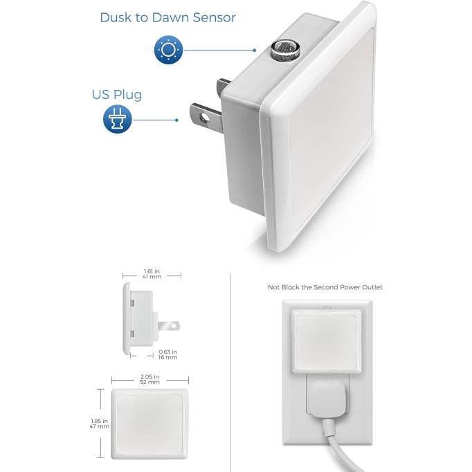 LED Night Lights Plug into Wall, [6-Pack] Plug in Night Light, Dusk-to-Dawn Sensor, 5000K Daylight 0.3W Bright Nightlight Auto-On/Off for Adults Kids Room Bedroom Bathroom Hallway Kitchen