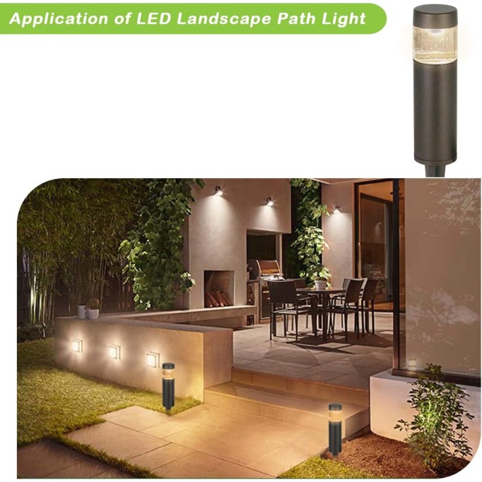 Low Voltage Landscape Lights, 3W 191LM 12V LED Round Bollard Light, Wired Outdoor Walkway Light Path Lights for Yard Lawn, Aluminum Construction, 30 Watt Equivalent, 15-Year Lifespan, 6 Pack