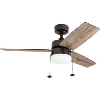 42 Inch Modern Farmhouse LED Ceiling Fan with Light, Pull Chain, Dual Mounting Options, Dual Finish Blades, Reversible Motor - 51015-01 (Bronze)