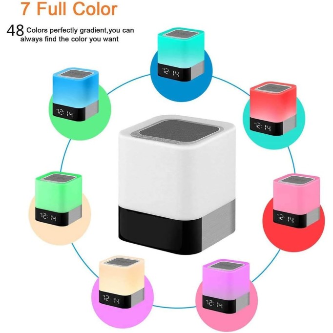 Night Lights Bluetooth Speaker, Alarm Clock Bluetooth Speaker Touch Sensor Bedside Lamp Dimmable Multi-Color Changing Bedside Lamp, MP3 Player, Wireless Speaker with Lights