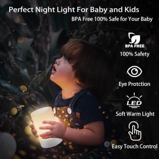 Nursery Night Light for Baby, Portable LED Touch Night Lamp for Kids and Adult, Breastfeeding, Sleep Aid, USB Rechargeable Nursing Lamp, Bedside Dimmable Warm Night Light, Soft Eye Caring