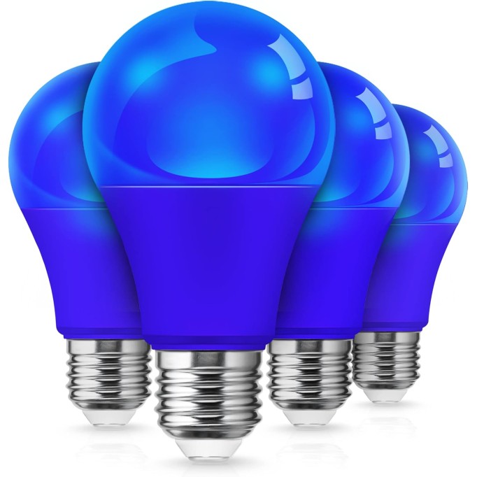 Blue Light Bulbs, A19 9W (60W Equivalent) Christmas Blue Colored Light Bulb Outdoor, E26 Base