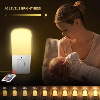 Kids LED Night Lights Plug in, RGB Color Changing Plug into Wall Lights Remote, Rainbow Dimmable Girls Night Light Switch