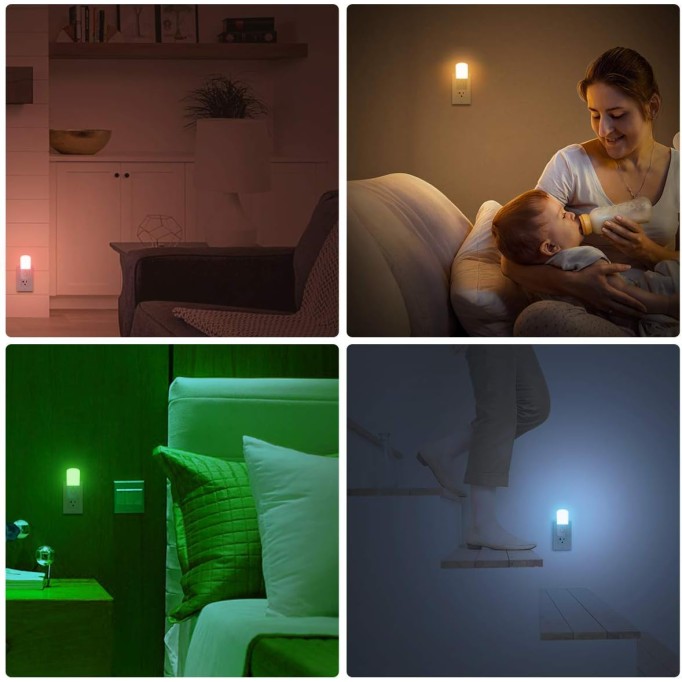 Kids LED Night Lights Plug in, RGB Color Changing Plug into Wall Lights Remote, Rainbow Dimmable Girls Night Light Switch