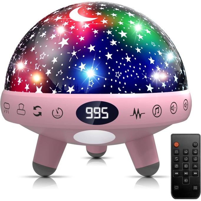 Baby Night Light Star Projector Night Light projector for Kids Room with Sound Machine White Noise Machine for Sleeping Soother Nursery Lamp 9 Natural Sounds 20 Lullabies Remote Control Timer