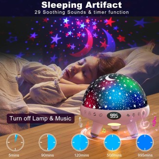 Baby Night Light Star Projector Night Light projector for Kids Room with Sound Machine White Noise Machine for Sleeping Soother Nursery Lamp 9 Natural Sounds 20 Lullabies Remote Control Timer