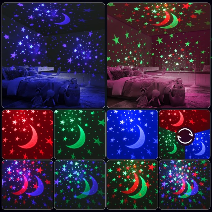 Baby Night Light Star Projector Night Light projector for Kids Room with Sound Machine White Noise Machine for Sleeping Soother Nursery Lamp 9 Natural Sounds 20 Lullabies Remote Control Timer