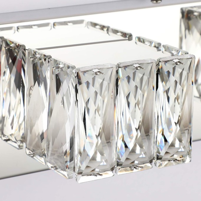 Crystal Bathroom Light Fixtures 3 Lights Chrome Modern LED Dimmable Vanity Lights Over Mirror for Bathroom