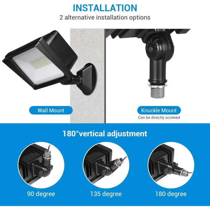 2-Pack 65W LED Flood Light Outdoor, 6670 LM Super Bright Security Lights Switch Controlled, IP65 Waterproof, 5000K Flood Lights Outdoor for Yard, Garage, Garden, UL Listed