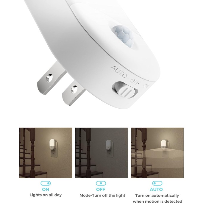 Motion Sensor Night Light, [2 Pack] Motion Activated Night Light, Daylight White, Adjustable Brightness, Motion Sensor Light Indoor Plug in for Nursery, Kids, Bedroom, Bathroom Night Light