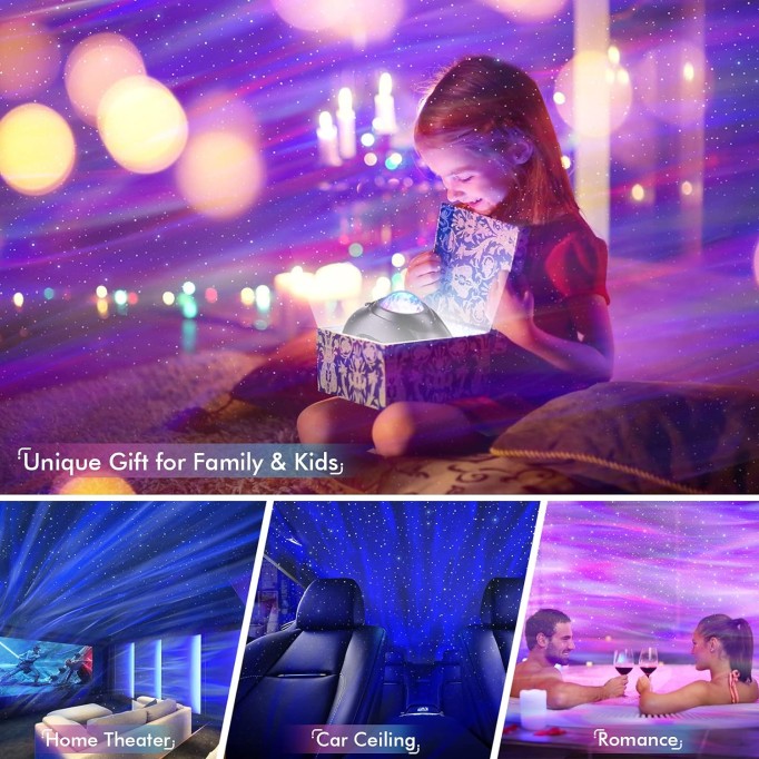 Star Projector, Galaxy Projector for Bedroom, Bluetooth Speaker and White Noise Aurora Projector, Night Light Projector for Kids Adults Gaming Room, Home Theater, Ceiling, Room Decor