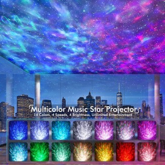 Star Projector, Galaxy Projector for Bedroom, Remote Control & White Noise Bluetooth Speaker, 14 Colors LED Night Lights for Kids Room, Adults Home Theater, Party, Living Room Decor