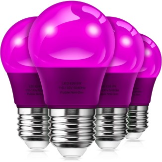 Purple Light Bulbs, 5W Purple Colored Light Bulb for Decor, A15 E26 Purple LED Bulb for Decoration, Party Decor, Home Decorative Lighting, 4 Pack