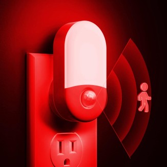 Red Night Light Plug in, Motion Sensor Night Light for Kids, Adjustable Brightness, 0.6W Red LED Night Light, Motion Activated Mini Night Light for Bathroom, Independence Day Decorations, 2 Pack