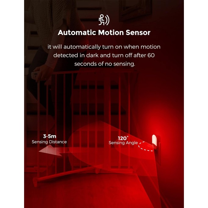 Red Night Light Plug in, Motion Sensor Night Light for Kids, Adjustable Brightness, 0.6W Red LED Night Light, Motion Activated Mini Night Light for Bathroom, Independence Day Decorations, 2 Pack