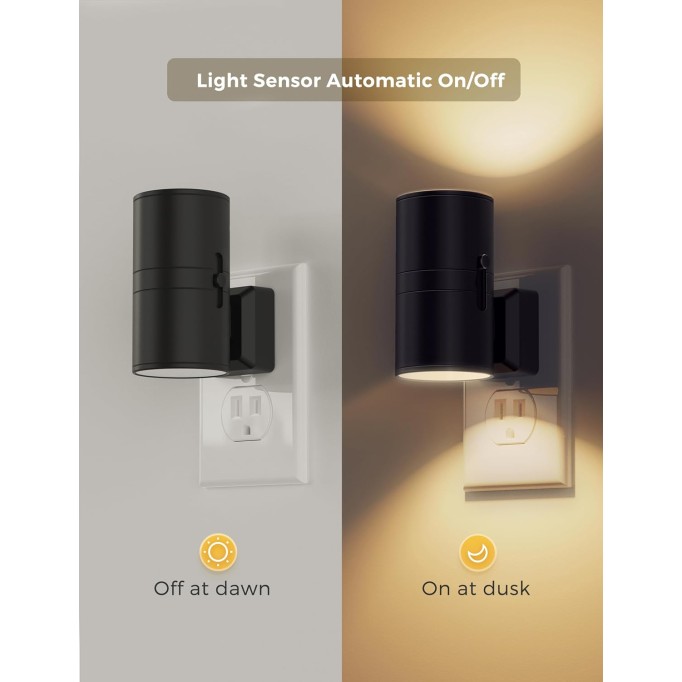 LED Night Light Plug in, Modern Night Lights Plug into Wall, Dusk to Dawn Sensor, Soft White 3000K, 0-100LM Adjustable Brightness, Dimmable Night Lights for Hallway Bedroom Stairway, 2 Pack