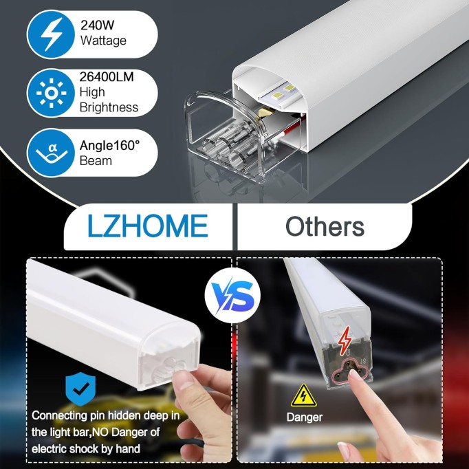 LED Garage Light: 25 Pack Updated Bigger Size, 26400LM Super Bright Car Detailing Ceiling LED Shop Light for Warehouse Workshop Gym Basement Car Care Wash Room