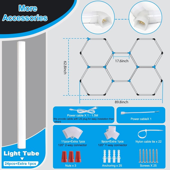 LED Garage Light: 25 Pack Updated Bigger Size, 26400LM Super Bright Car Detailing Ceiling LED Shop Light for Warehouse Workshop Gym Basement Car Care Wash Room