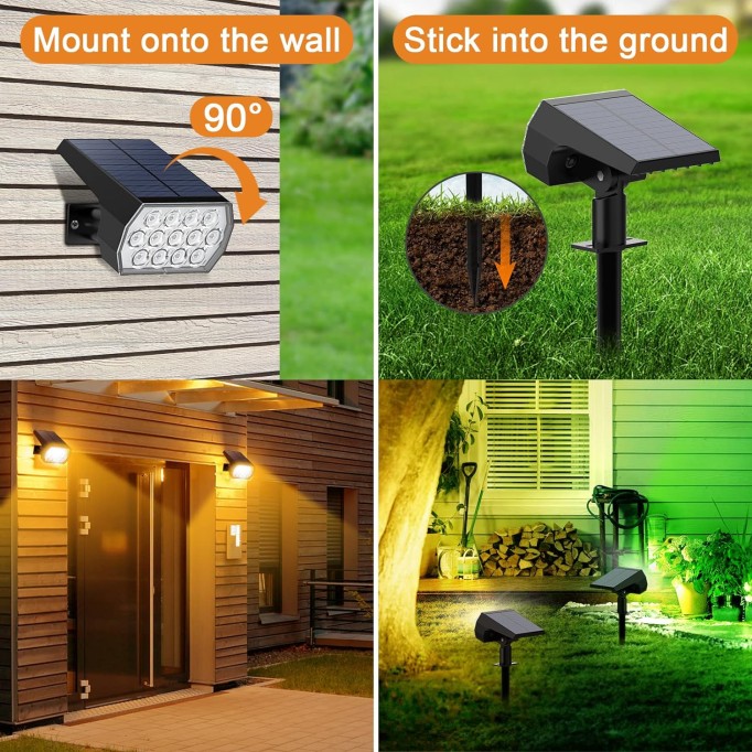 Solar Spot Lights Outdoor Color Changing,[7 Modes/6 Pack] Christmas IP65 Waterproof Landscape Spotlights, Dusk to Dawn Solar Powered Security Light for Patio Gate Walkway Pool Garden Yard Driveway