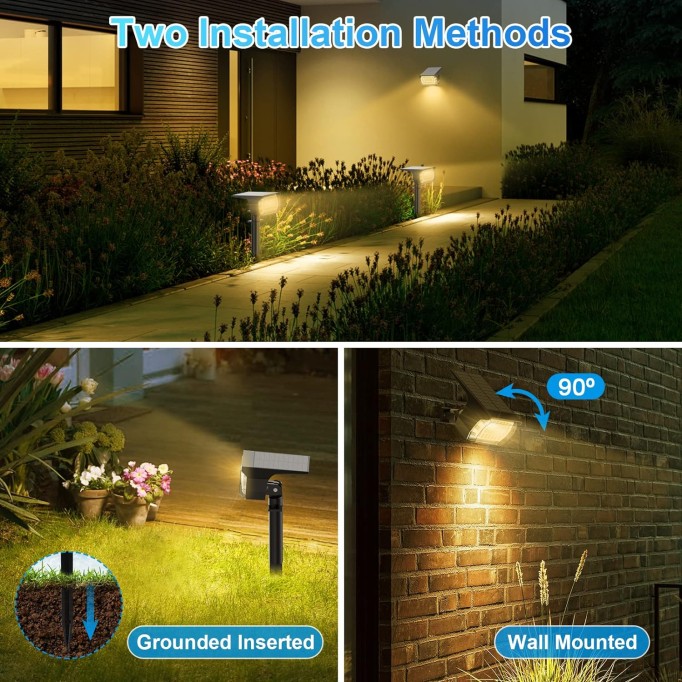 Solar Spot Lights Outdoor, [57 LED/10 Pack] Solar Lights Outdoor IP65 Waterproof, 3 Modes Solar Landscape Spotlights, Solar Powered Garden Yard Light for Outside Patio Pathway Pool(Warm White)