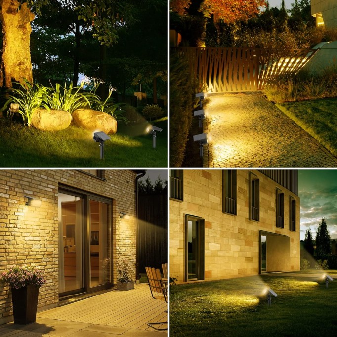 Solar Spot Lights Outdoor, [57 LED/10 Pack] Solar Lights Outdoor IP65 Waterproof, 3 Modes Solar Landscape Spotlights, Solar Powered Garden Yard Light for Outside Patio Pathway Pool(Warm White)