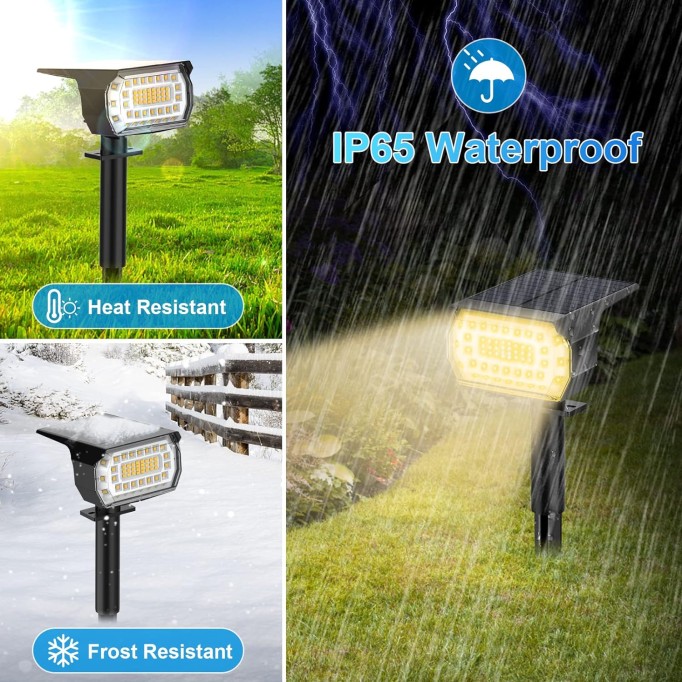 Solar Spot Lights Outdoor, [57 LED/10 Pack] Solar Lights Outdoor IP65 Waterproof, 3 Modes Solar Landscape Spotlights, Solar Powered Garden Yard Light for Outside Patio Pathway Pool(Warm White)