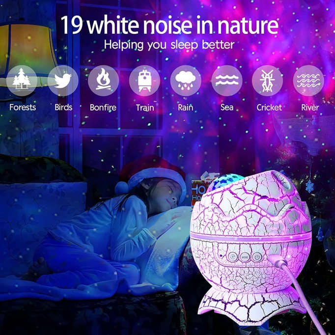 Dinosaur Egg Galaxy Star Projector Starry Light with Wireless Music Player, Night Light with White Noise, Nebula,Timer & Remote Control Best Gift & Decoration for Children's and Adults' Bedroom