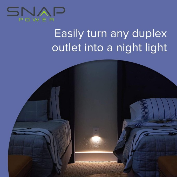 2 Pack - SnapPower GuideLight 2 [For Duplex Outlets] - Replaces Plug-In Night Light - Electrical Receptacle Wall Plate with LED Night Lights - Auto On/Off Sensor - White