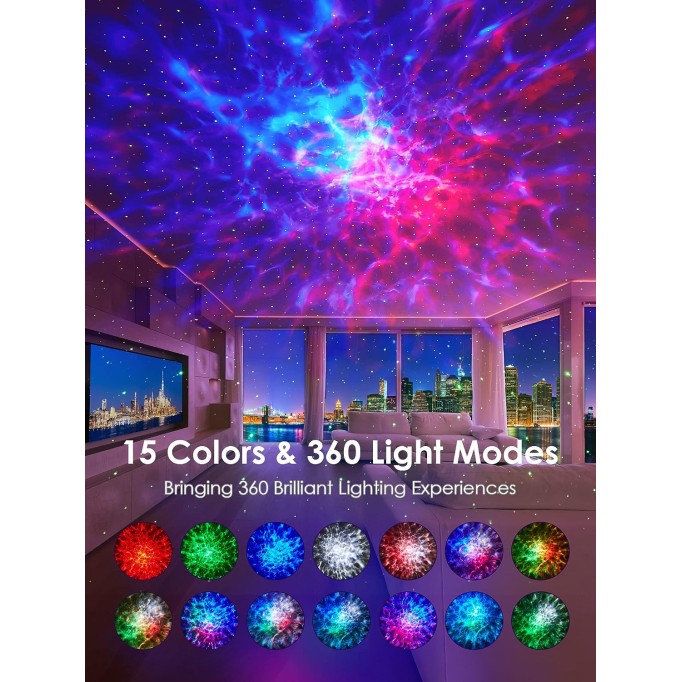 Star Projector,15 Colors Galaxy Projector Star Light Projector for Bedroom,15 White Noise Galaxy Lights for Bedroom,Bluetooth Speaker Galaxy Light Projector, Gifts Room Decor for Teen Girls Boys