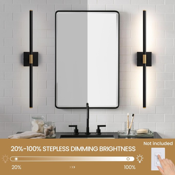 Bathroom Vanity Light Fixtures Over Mirror Black Gold 30 inch LED Vanity Lights 4000K Morden Bathroom Sconce Picture Lights for Paintings (Vertical & Horizontal)