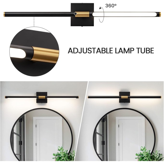 Bathroom Vanity Light Fixtures Over Mirror Black Gold 30 inch LED Vanity Lights 4000K Morden Bathroom Sconce Picture Lights for Paintings (Vertical & Horizontal)