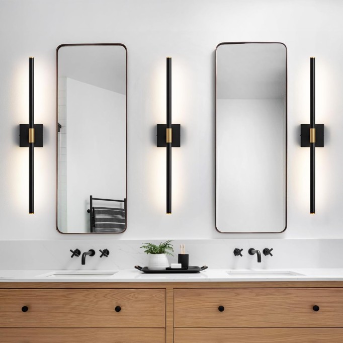 Bathroom Vanity Light Fixtures Over Mirror Black Gold 30 inch LED Vanity Lights 4000K Morden Bathroom Sconce Picture Lights for Paintings (Vertical & Horizontal)