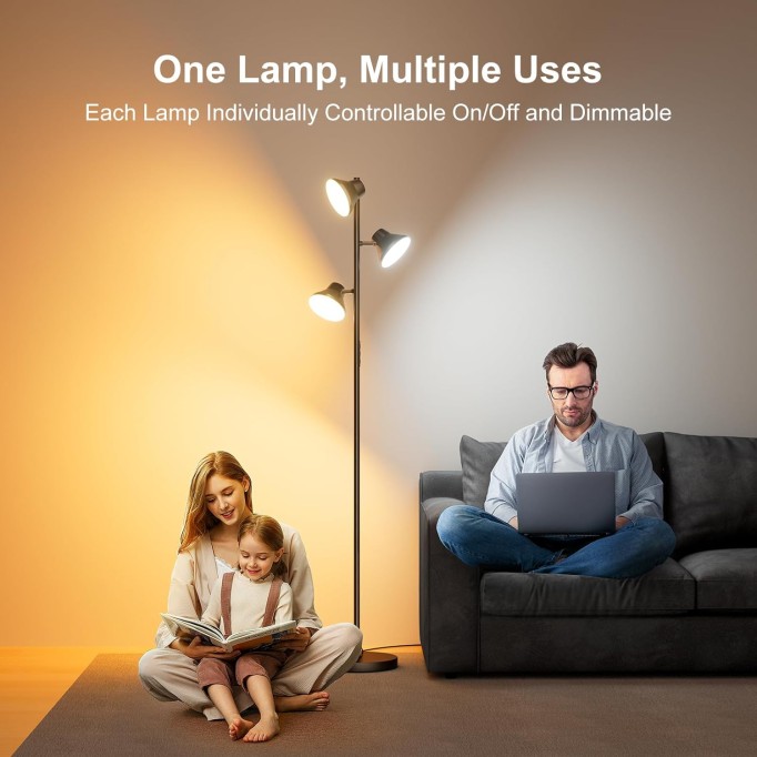 2024 Upgraded LED Floor Lamp, 36W Modern Floor Lamp with Remote & Touch Control, 2700K-6500K, Standing Lamp with 3 Rotatable Lights, Floor Lamps for Living Room, Bedroom, Office