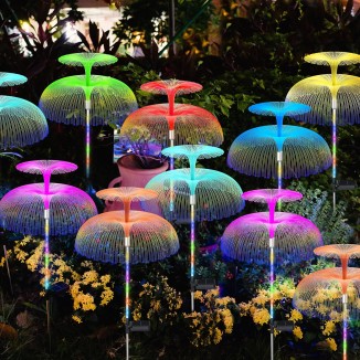 Solar Garden Lights 8 Pack Waterproof Solar Lights for Outside 7 Colors Changing Double Jellyfish Solar Lights Solar Outdoor Lights for Christmas Halloween Pool Outdoor Yard Garden Decor