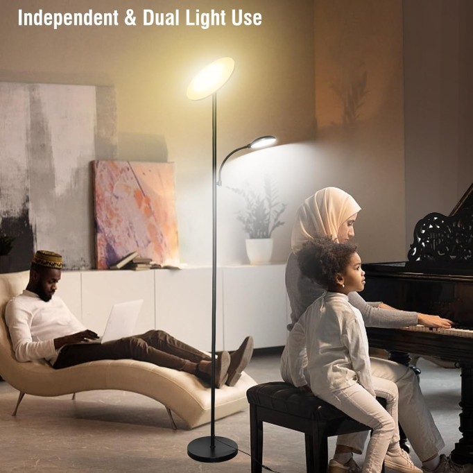 Floor Lamp 44W 4200LM Super Bright LED Floor Lamp for Living Room, Remote Floor Lamp with Reading Light, Dimmable Modern Stand Tall Lamp for Bedroom Office