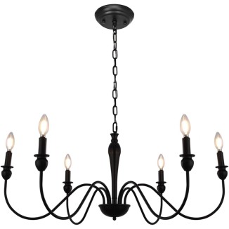 Black Chandelier 37", 6-Light Farmhouse Iron Chandeliers for Dining Room Lighting Fixtures Hanging, Light Fixtures Industrial Modern Chandelier for Bedroom, Foyer, Hall, Kitchen, Entryway