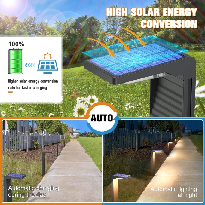 Solar Pathway Lights Outdoor 6pack, Super Bright Outdoor Solar Lights with Warm White and Cool White Light, Waterproof Solar Garden Lights Outdoor for Walkway Driveway Lawn Patio Sidewalk