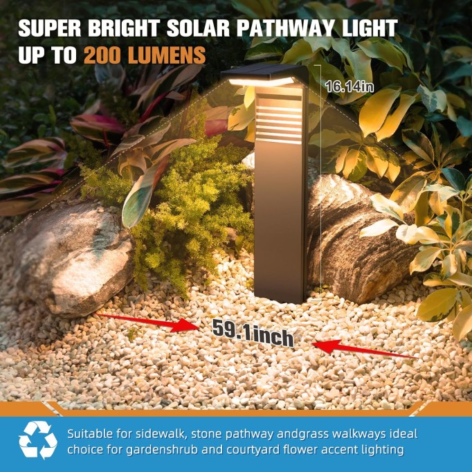 Solar Pathway Lights Outdoor 6pack, Super Bright Outdoor Solar Lights with Warm White and Cool White Light, Waterproof Solar Garden Lights Outdoor for Walkway Driveway Lawn Patio Sidewalk