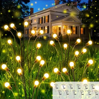 12Pack Total 96LED Solar Garden Lights - Solar Lights Outdoor, Solar Firefly Lights, Solar Swaying Light, Sway by Wind, Solar Lights Waterproof for Garden Patio Pathway Decoration(Warm White)