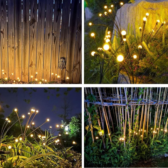 6Pack Total 48LED Solar Garden Lights -Solar Lights Outdoor, Solar Firefly Lights, Sway by Wind, Solar Fairy Lights Outdoor Waterproof for Patio Garden Pathway Decoration(Warm White)