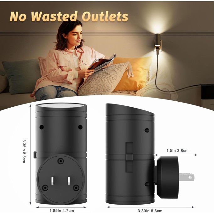 Night Light, Night Lights Plug into Wall with Dusk to Dawn Sensor, 0-100LM Adjustable Brightness, Warm White 3000K, Shine Up and Down Dimmable Night Light for Hallway Bedroom Bathroom 2 Pack