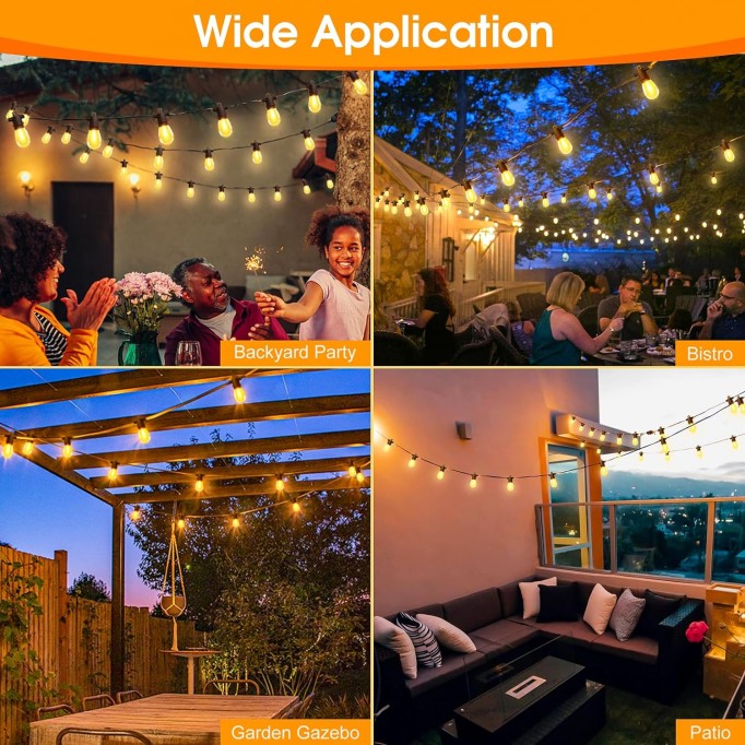 Outdoor String Lights with Remote - Dimmable 150FT IP65 Waterproof Patio Lights with Edison Bulbs Hanging Lights Outside for Backyard Garden Porch Deck Balcony