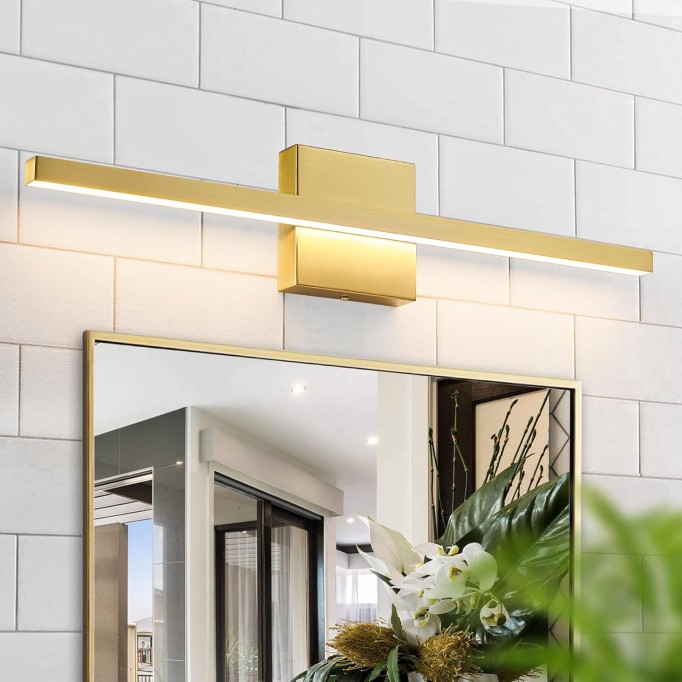 Gold Bathroom Light Fixture - 23.6 inch Brushed Gold Bathroom Vanity Light Over Mirror 18W LED Dimmable Wall Sconce Lighting Fixture for Bathroom Bedroom