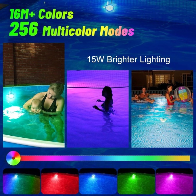 LED Pool Lights with ETL Adapter, 15W RGB Music Sync&Color Changing Submersible Pool Lights with APP Control, Waterproof IP68 Swimming Pool Lights for Above Ground Pools Inground Pools (26ft Cord)