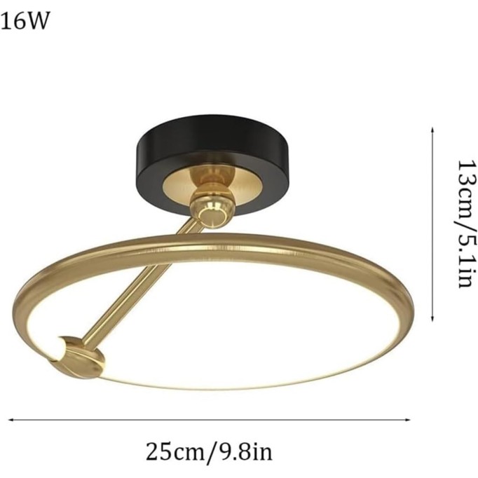 Wall Lamp American Ceiling Light LED Semi Recessed Ceiling Lamp Corridor 360° Surround Glow Semi Flush Mount Ceiling Light Anti-Rust Stabilized Aluminum Lamp Body Lighting Fixtures ( Color : Gold ) ,L