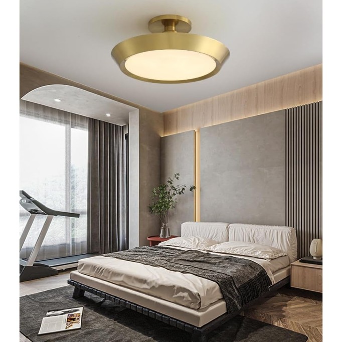 Circular Simple Semi Flush Mount Ceiling Light Fixture Warm/Cold/Neutral Light is Adjustable Ceiling Lamp Iron Lamp Body Indoor Chandelier Lighting for Living Room, Study and Laundry Room