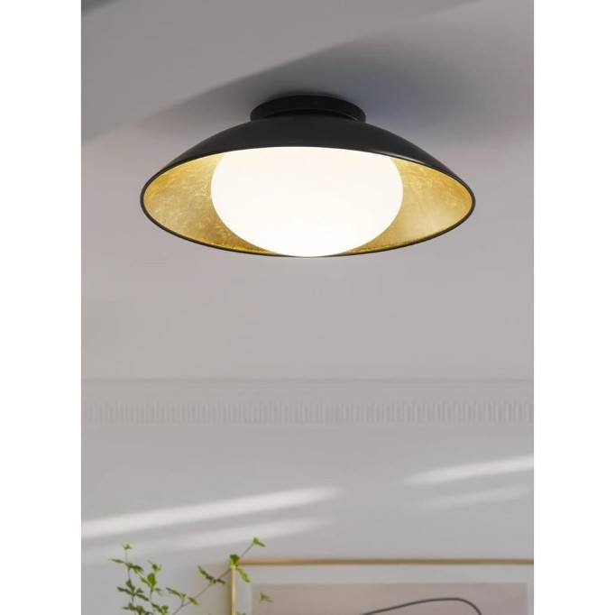 Semi Flush Mount Ceiling Light Fixture American Retro Close to Ceiling Lamps White Round Glass Lampshade Led Light E26/E27 Indoor Single Head Study Bedroom Dining Room Lighting